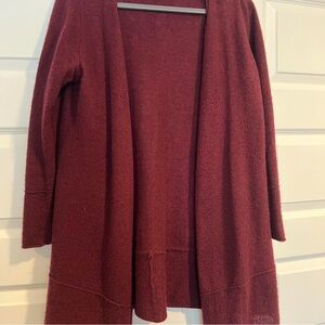 Women's Burgundy Open Front Sweater